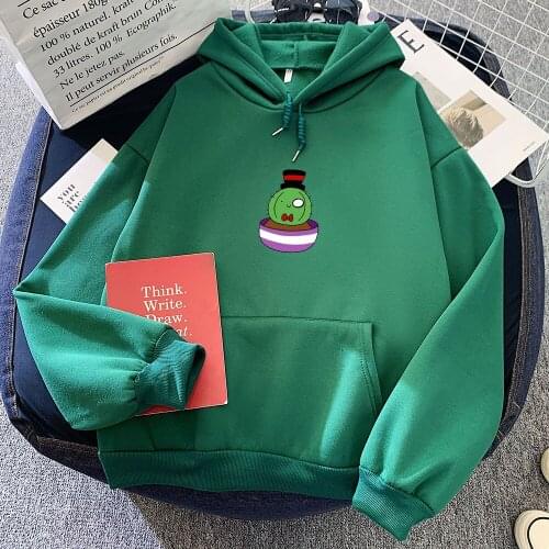 Oversized Women Cute Funny Cactus Printed Hoodies Sweatshirt Women Autumn Winter Streetwear Pullovers Thick Warm Hoodie Jacket