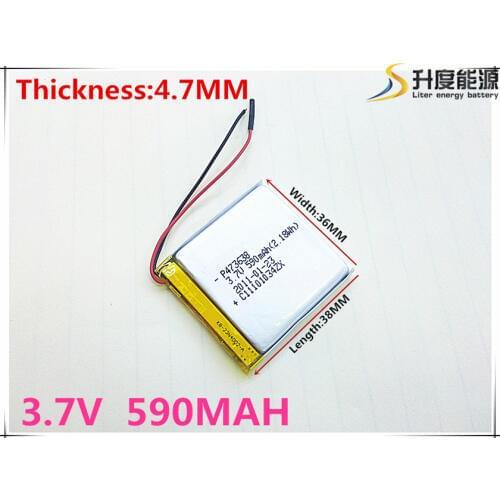 1PCS 473638 3.7V 590mah Lithium polymer Battery With Protection Board For MP3 MP4 MP5 GPS Glass Digital Product Free Shipping
