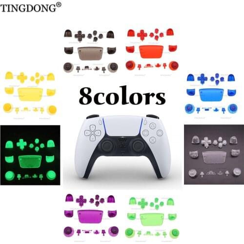 16x transparent red Controller Button Joystick Key Colorful Replacement For PS5 Case Accessories Gamepad Cover Handle Cap Shell