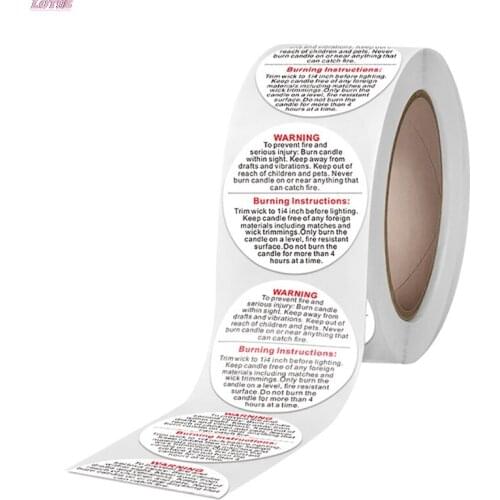 500pcs/roll Candle Warning Label Candle Jar Container Stickers Waterproof Wax Melting Safety Label Vow Sticker Label Hotsale