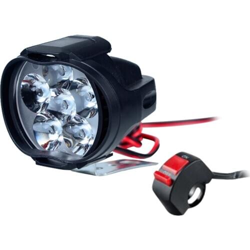 6 Led Motorcycle Bike Scooter Headlight Switch Head Lamp Black Fog Spotlight
