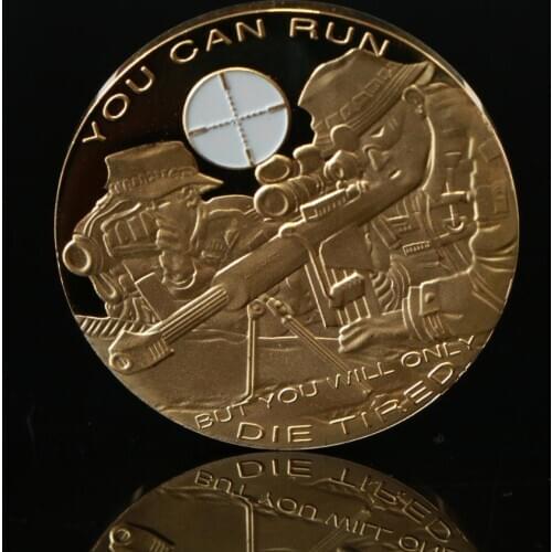 American Military Gold Coin You Can Run But You Will Only Die Tired Commemorative Coins Souvenir Gifts