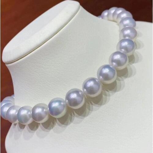 D1002 Pearl Neckace Fine Jewelry Round 10-11mm Nature Fresh Water White Pearls Beads Necklaces for Women Fine Presents