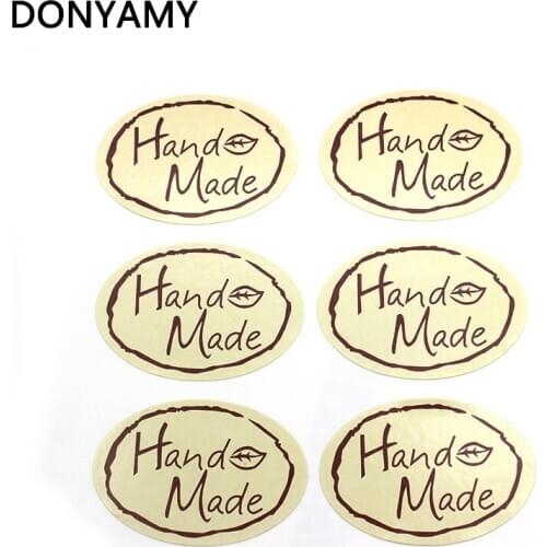 DONYAMY 90pcs HandMade Oval Shape Seal Sticker baking package paper tags labels