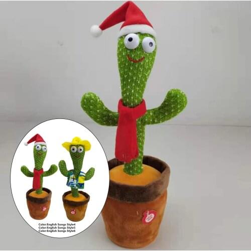 Electric Potted Plants Plush Toy Shake Singing Cartoon Car Dashboard Bookshelf Decoration Ornaments