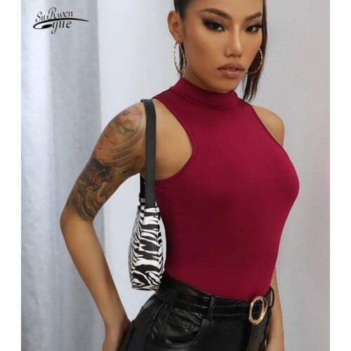 European and American Sleeveless Top Amazon Half Turtleneck Vest One Piece 2021 New Cross-border Womens Simple 15927