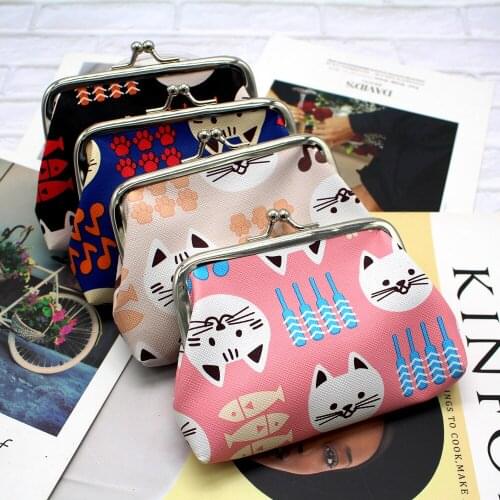 2020 Korean-style Wallet Girls Fashion Cartoon Cats Purse Pu Leather Creative Wallet Students Small Gifts Lipstick bag for Women