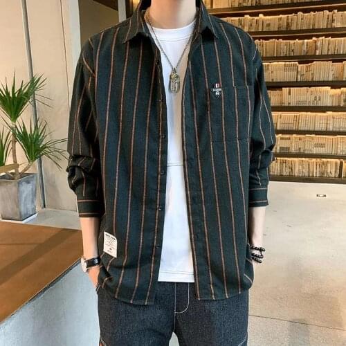 Mans Shirt Clothes Longsleeve Bargains Blouse for Mens Shirts Vintage Clothing Plaid Striped Harajuku Streetwear Drop Shipping