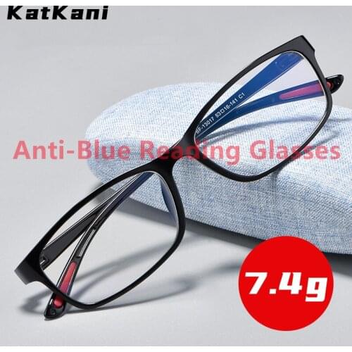 KatKani Men And Womens Ultra-Light High-Quality Glasses Frame Comfortable Full-Frame Square Anti-Blue Reading Glasses BF-13017