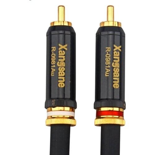 Pair 7N Single Crystal Copper RCA Cable HiFi Audio Line with Gold Plated Plug