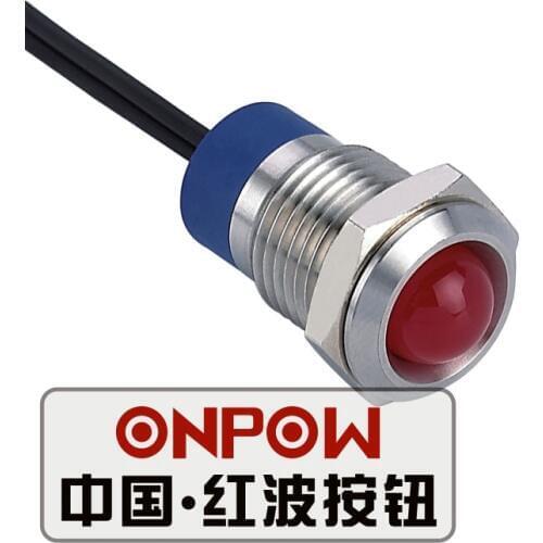 ONPOW 12mm Domed Dot LED Stainless steel Signal lamp, indicator lamp, Metal indicator light (GQ12G-D/R/6V/S-Y) CE,RoHS