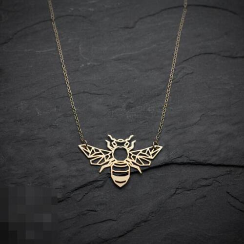 Wholesale Bee necklace origami animal necklace bug pendant, insect jewelry