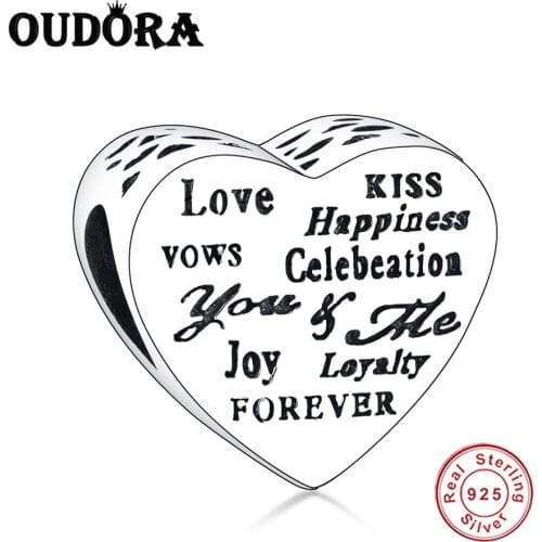 Fit Original Pandora Charm Bracelets 925 Sterling Silver Heart Letter Love Loyalty Foreve Charm Silver DIY Jewelry Bead Berloque