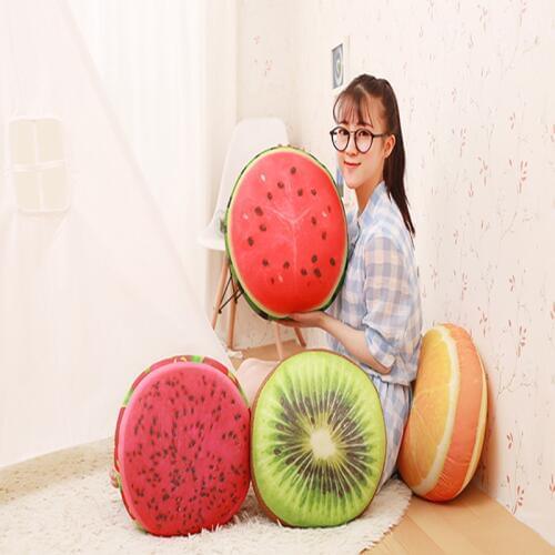 [ Funny] 40 cm 3D fruit orange / Kiwi / watermelon / fire dragon fruit cotton doll model office sofa cushion plush toy pillow