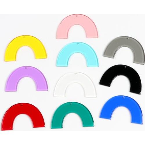 Acrylic Earring Charms,TortoiseShell Semi Oval Charm,U Shaped Pendant,Earring Part,Acrylic Black,Earring findings, 50x31mm,A231