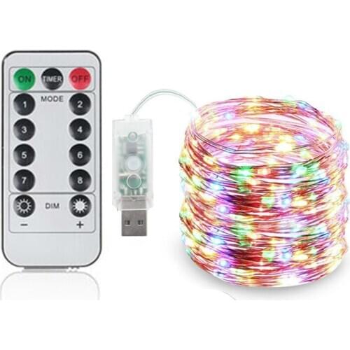 Festive outdoor indoor led string light 5m 10m 8 mode remote control timing USB garden light for party bar Christmas decor A19