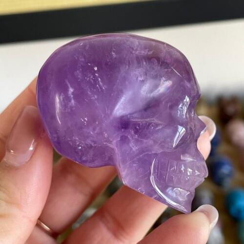 Natural Dreamy Amethyst Crystal Skull Head Craft Home Decorative