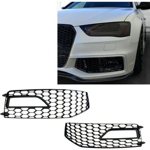 Front Bumper Mesh Grille Grill Fog Lamp Grille Cover Trim Only for A-u-d-iA4 B8.5 S-Line S4 RX4 2013 2014 2015 for S-Line Bumpe