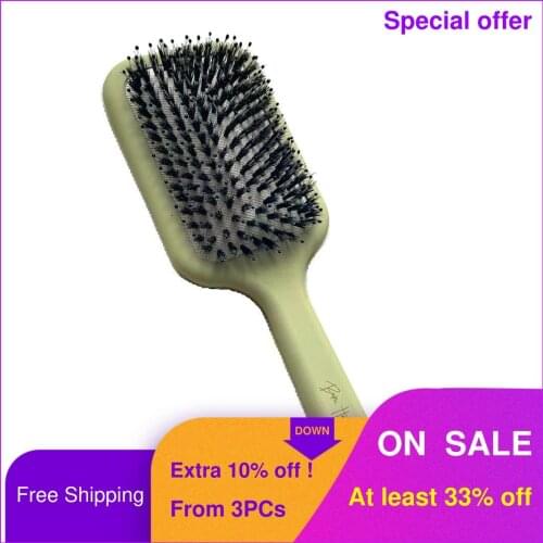 DREWTI Tea Hairbrush Combs Wild Boar Bristle Paddle Brush Scalp Massager For Hair Growth Hair Styling Tools Barber Hairdressing