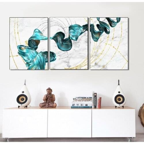 Nordic Gold Luxury Abstract Ribbon Picture Canvas Home Decoration for Bedroom Living Room Background Wall Art Poster