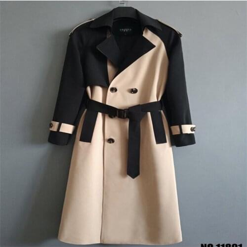 Autumn winter Mens trench coats splice colour man long coat men clothes slim fit overcoat long sleeve 2020 new designer big size