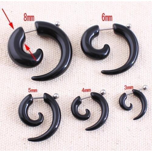 1 pair men women fashion new fake spiral ear tapers snail ear expanders black 3/4/5/6/8 mm body jewelry ear plug pircing
