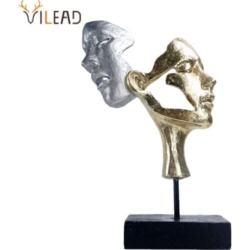 VILEAD Resin Hairless Mask Statue Nordic Abstract Figurines Living Room Bedroom Desktop Decoration Desk Accessories Home Decor