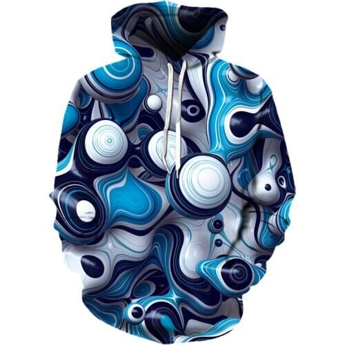 Explosion models new geometric 3D printing hoodie casual long-sleeved Sweatshirt hoodie male street shot steel ball hoodie