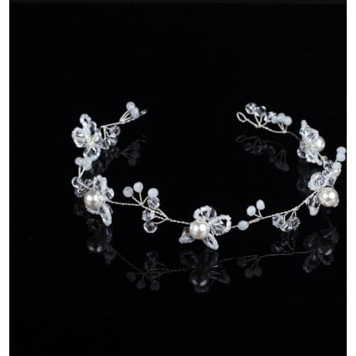 Hair Jewelry For Women Pearl Rhinestone Tiara Headbands Wedding Bride Hairband Cheaper Ribbon Hair Accessories Party Gift