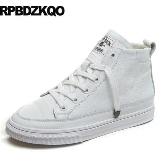 Lace Up Designer Shoes Women Luxury 2018 Real Leather Trainers Sneakers China High Top Round Toe White Genuine Fashion Flats