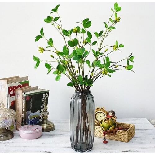 1Pc real touch Artificial tree branch with green leaves for flower arrangement Christmas home DIY decoration fake fruit plants