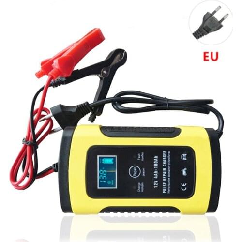 12V Intelligent Car Motorcycle Battery Charger for Auto Moto Smart Charger LCD Display Temperature Monitoring for Car Truck Boat