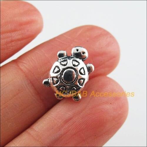 20 New Tortoise Charms Tibetan Silver Color Animal Spacer Beads 9x13mm