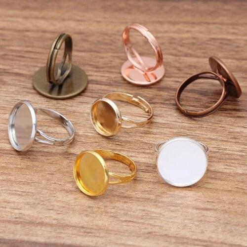 200pcs 10 12 14 16 18 20mm Round Bezel Ring Base Adjustable Ring Blanks Ring Settings for Cabochons Jewelry Making R-B-2