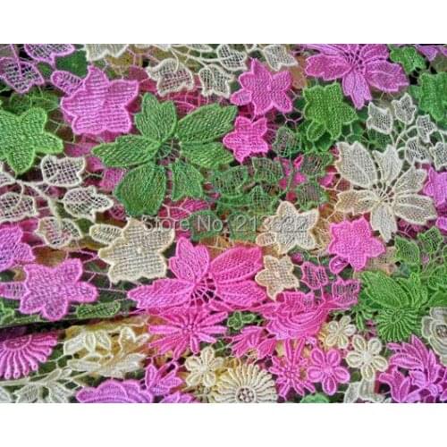 2017 Pink Green Yellow water maple leaf soluble embroidered cloth tulle embroidery lace Water soluble embroidered colors fabrics