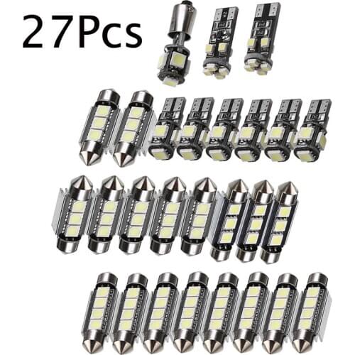 27pcs Pure White 6000K Car LED Bulbs For Mercedes Benz E class W211 02-08 Interior Map Dome Light Kit