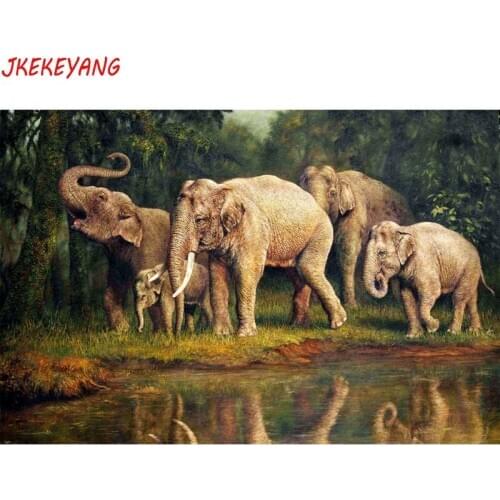5D DIY square/round Diamond Painting Elephant family Cross Stitch Diamond Embroidery Pattern Rhinestone home decor J2819