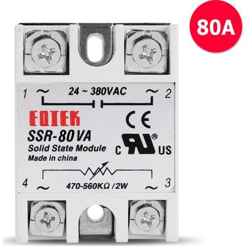 80A Single Phase Voltage Regulator Adjustable Power Supply Stabilizer Isolated Solid State Relay Resistance SSR 80VA 24-380VAC