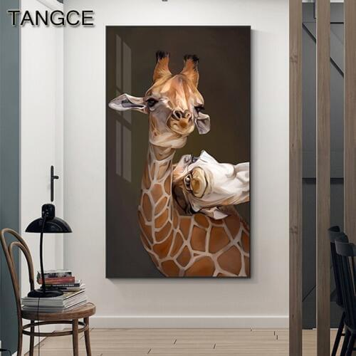 Abstract Cute Animal Canvas Painting HD Big Wall Art Picture Cuadros for Living Room Aisle Nordic Cartoon Deer Poster and Print