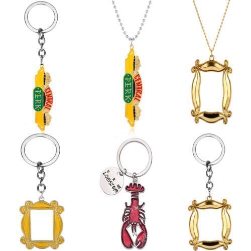 TV show Friends Central Perk Keychain Necklace Coffee Time Photo Frame Key Chain For Best friend Car Keyring llavero Jewelry