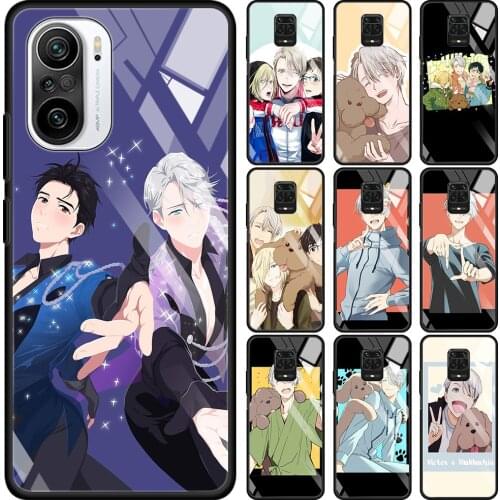 Tempered Glass Case For Xiaomi Redmi Note 8 9 10 pro Max 9S 10S 8T 9T K40 K30 Pro 9C 9A 8A 7 Phone Funda Hot Yuri on Ice anime
