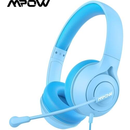Mpow LH1 Kids Headphone with Microphone Wired Headphones Stereo Sound&94dB Volume Limit 3.5mm Online Learning Headset for Child