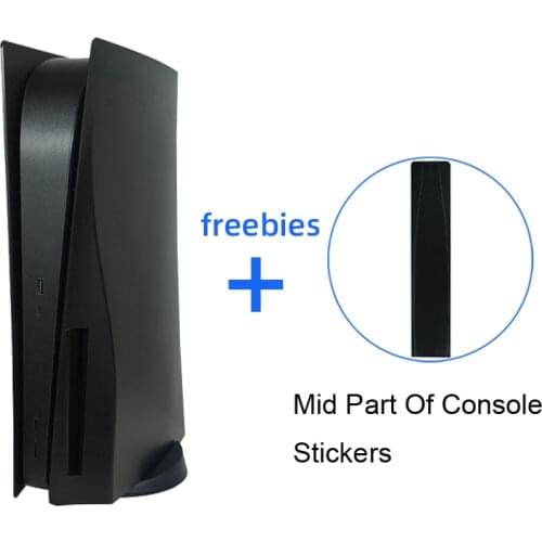 For PS5 Faceplate Cover Skin Disc Version With Free Mid Skin Sticker Black Color
