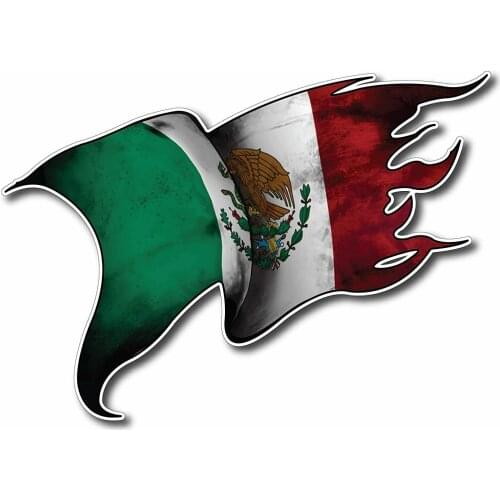 Mexican Flag Tattered Waving Mexico Country Latin Pride Heat Transfer Iron on Stickers for Cars, Motos, Laptops, Industry