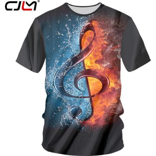 CJLM Fashion Rock Style T-shirts Men Cool Print DJ Disco Music And Guitar 3D Tshirt Neutral Casual Fitness Short Sleeve Shirts