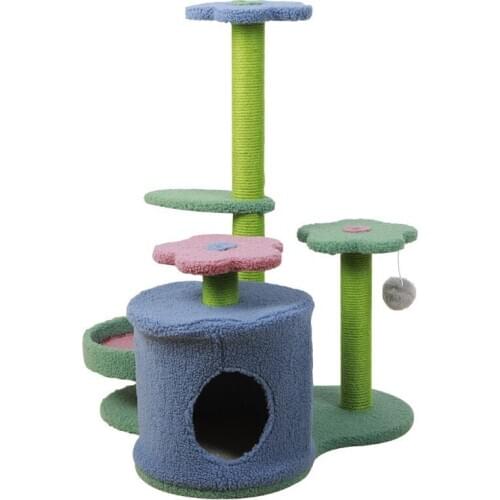 Cat toys Claw Grinding Four Column Cat Climbing Frame With Cat Nest Cat Tree Furniture Pet Products