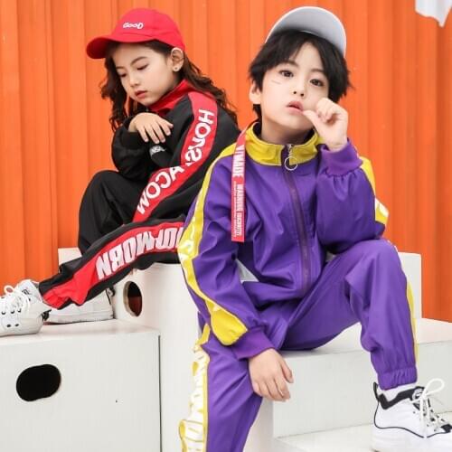 Girls Boys Ballroom Dancing Costumes for Kid Hip Hop Dance Costume Jacket Coat Tops Pants Streetwear Clothes Jazz Dancewear
