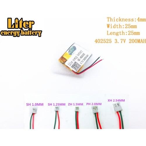 Liter energy battery 3.7V 402525 200MAH MP3 MP4 MP5 battery FOR 3.7V 402525 PLUG Bluetooth headset polymer rechargeable battery