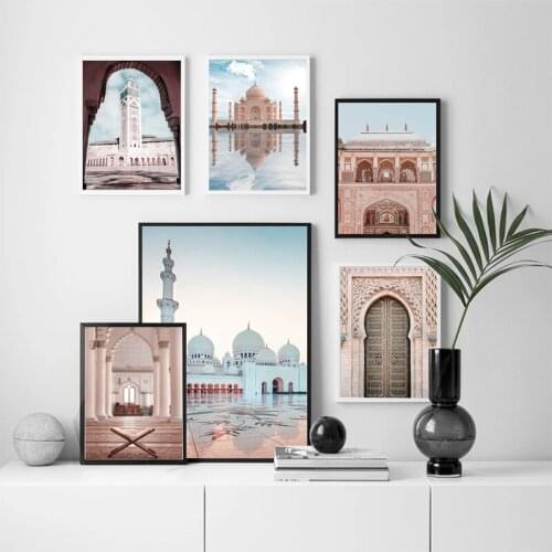 Islamic Architecture Wall Art Picture Canvas Painting Poster Affiche Murale Islam Mosque Temple Muslim Room Decor Gift Idea