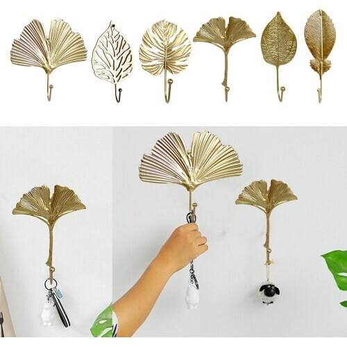 Gold Leaf Wall Hook Door Clothes Coat Hat Wall Hanger Kitchen Home Towel Hooks